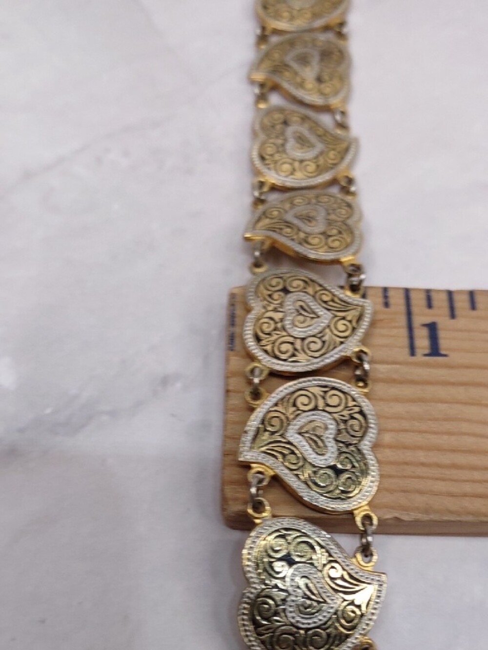 Vintage Damascene Heart Link Bracelet - Picture 8 of 8